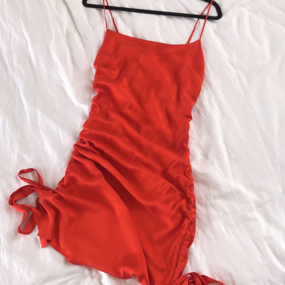 ZIMMERMANN 100% SILK Orange Ruched Dress 0